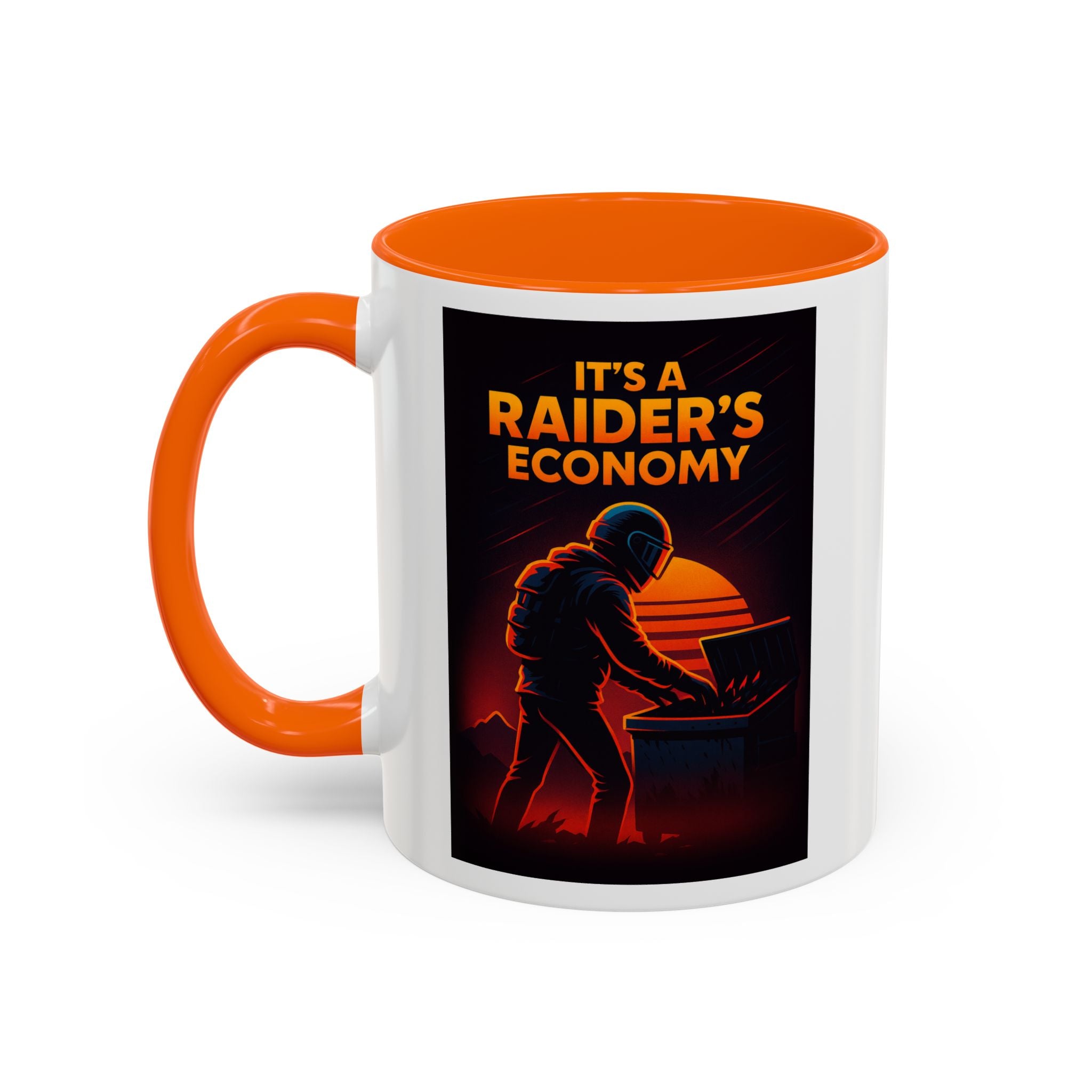Graphic Coffee Mug - Retro Futuristic Raider Design (11oz)