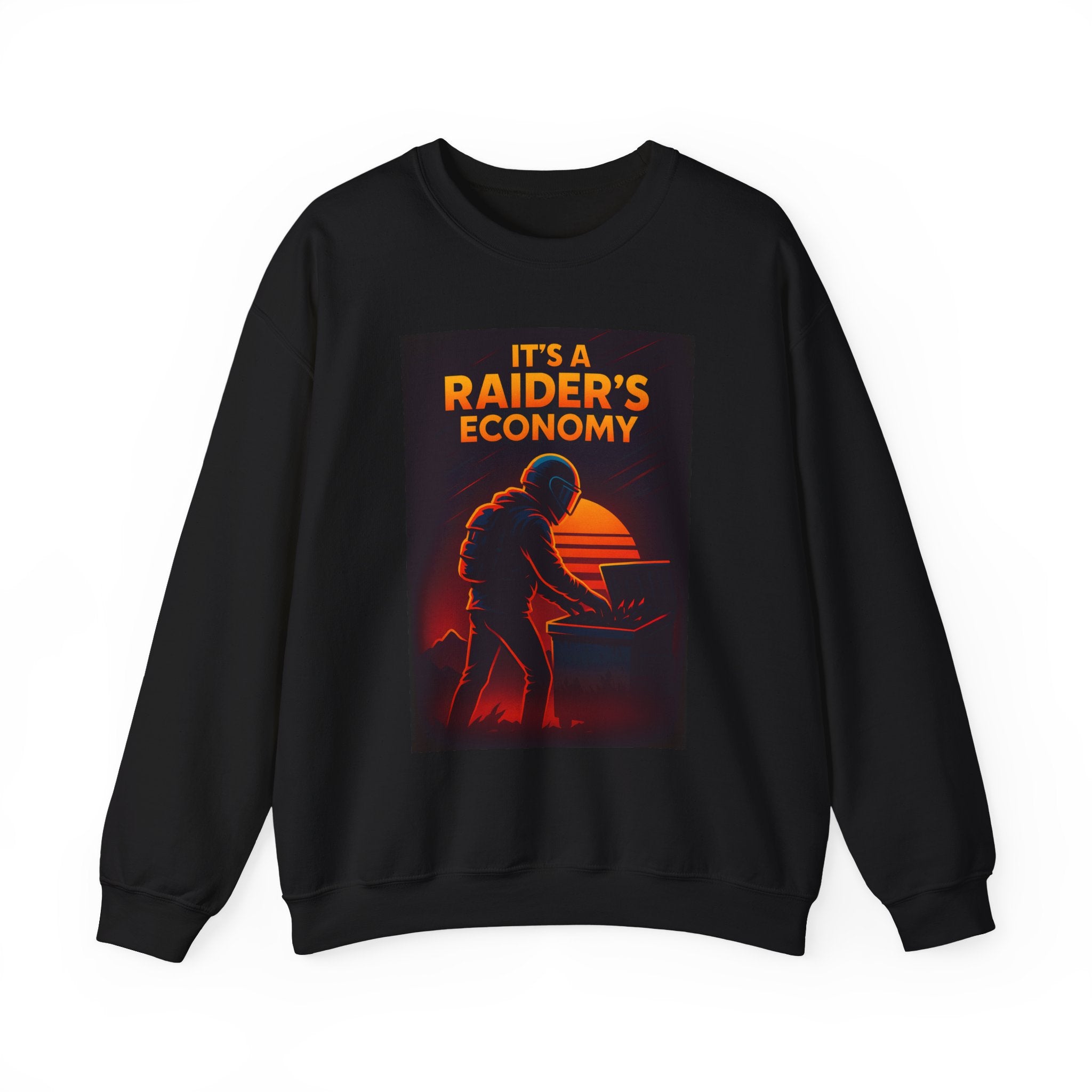 "It's a Raider's Economy" Retro Raider Graphic Crewneck Sweatshirt