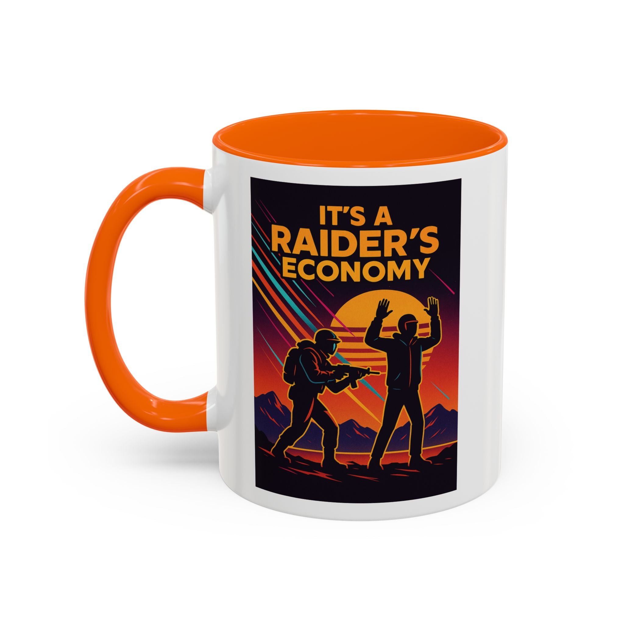 Graphic Coffee Mug - Retro Futuristic Raider Design (11oz)